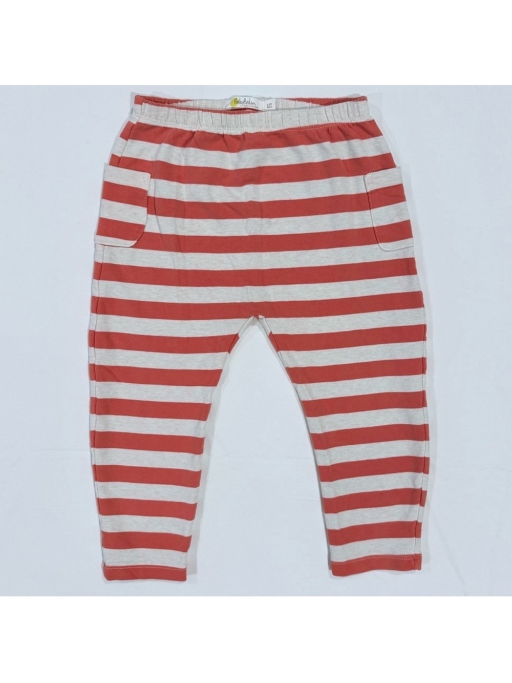 Baby Boden Striped Pants Boys 2-3 Y 2T 3T Girls Warm Red Oatmeal Cotton Pockets